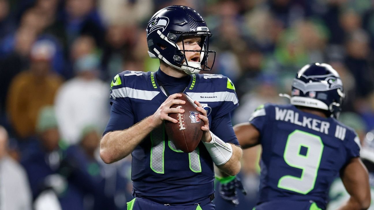 NFL conference championship uniforms for Broncos, Rams, Pats, Seahawks