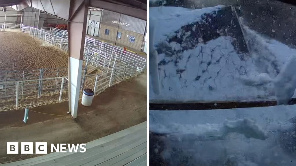 Moment roof collapses at a rodeo arena due to snow