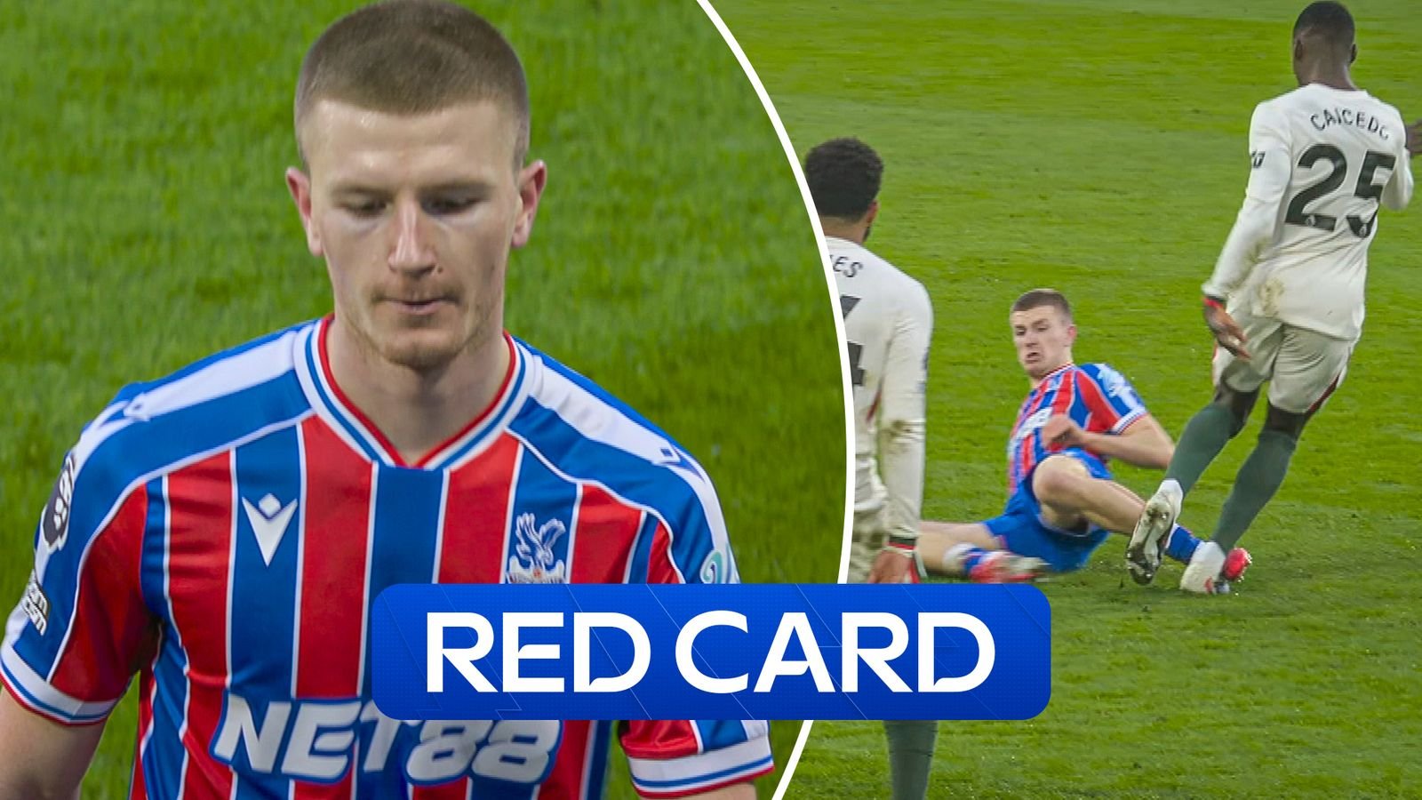 Bad to worse for Palace! Wharton sees red for tackle on Caicedo